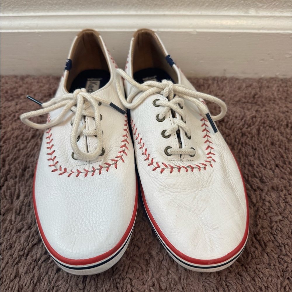 Keds Champion Pennant Leather Sneakers Baseball Shoes White Size 7.5 - Picture 3 of 9